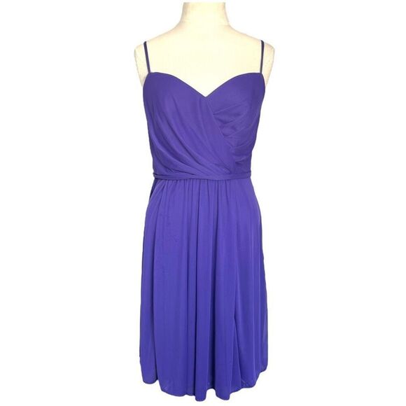 David’s Bridal Mesh Spaghetti Strap Short Dress V-Neckline Regency Size 10 W1094 - Picture 1 of 6